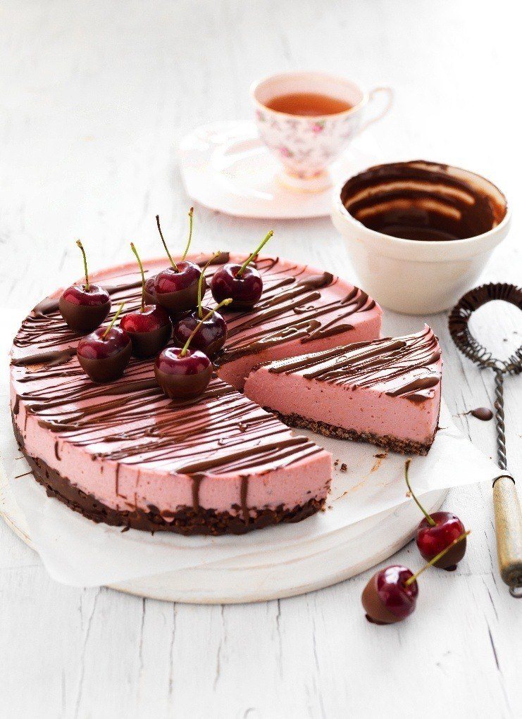 Cherry Coconut Cheesecake with Chocolate Crackle Base | Copha